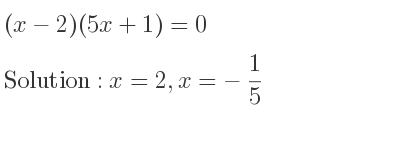 The solutions to the equation (x-2)(5x+1)=0 are x=2,x=-1/5